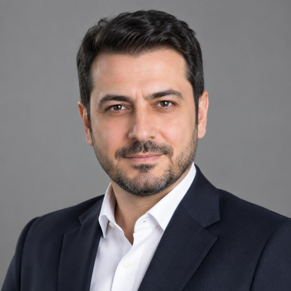 Portrait of a Turkish businessman with a beard in a studio setting